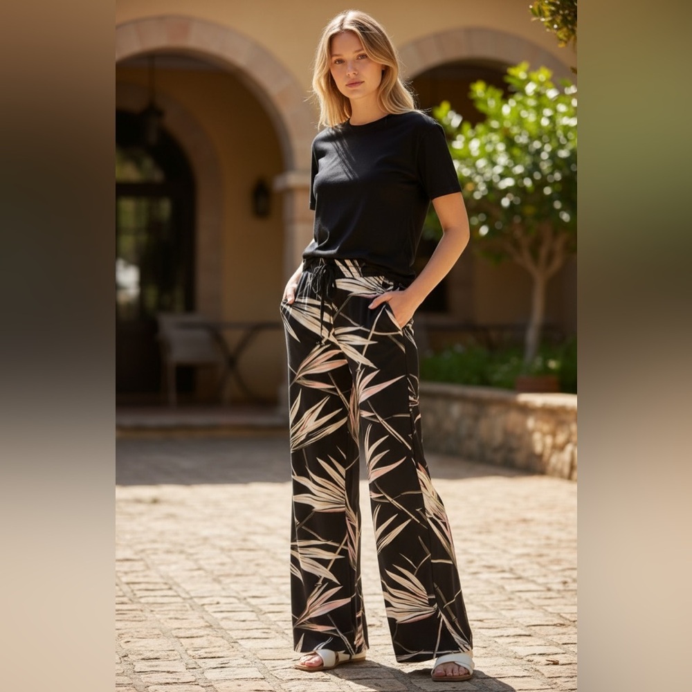 White House Black Market WHBM Wide Leg Tropical Pants Size L